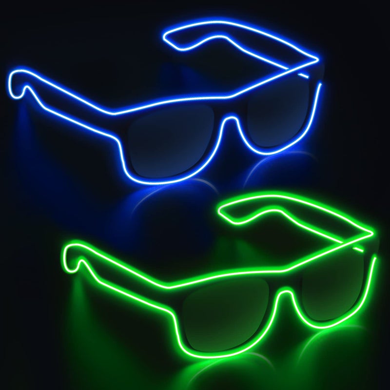 YouRfocus Wireless Led Light up Glasses Glow in the Dark for Rave Party, EDM (Blue) - Image 1